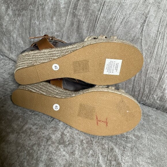 LASCANTA platform Wedge Open toe Espadrille Ankle Strap Sandal 9 Brown - Picture 9 of 14